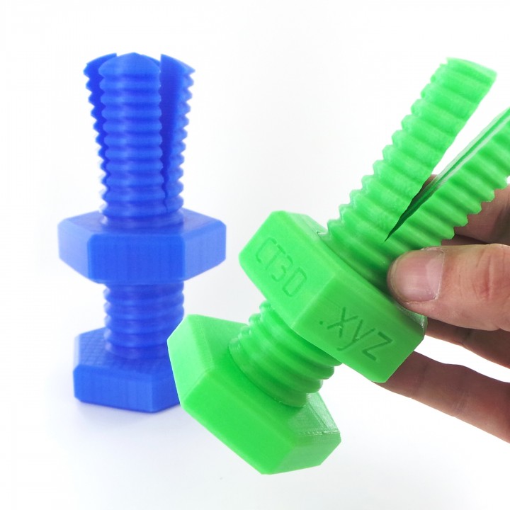 Impossible 3D-printed bolt and nut