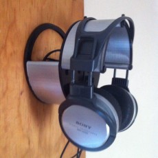 Picture of print of Wall headphone Stand Model "Circular A" For 1-2 Headphones with cable organizer or container.