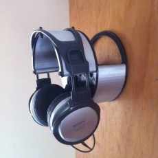 Picture of print of Wall headphone Stand Model "Circular A" For 1-2 Headphones with cable organizer or container.