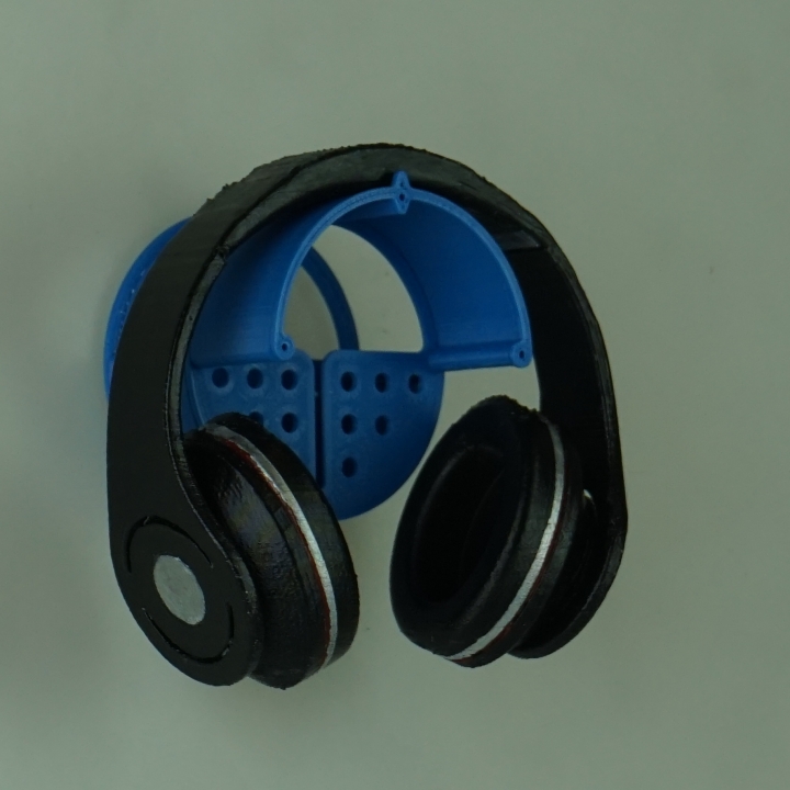 Wall headphone Stand Model "Circular A" For 1-2 Headphones with cable organizer or container.