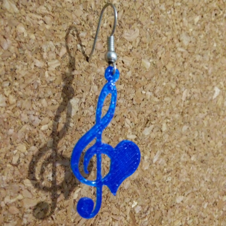 Hearted treble clef earrings