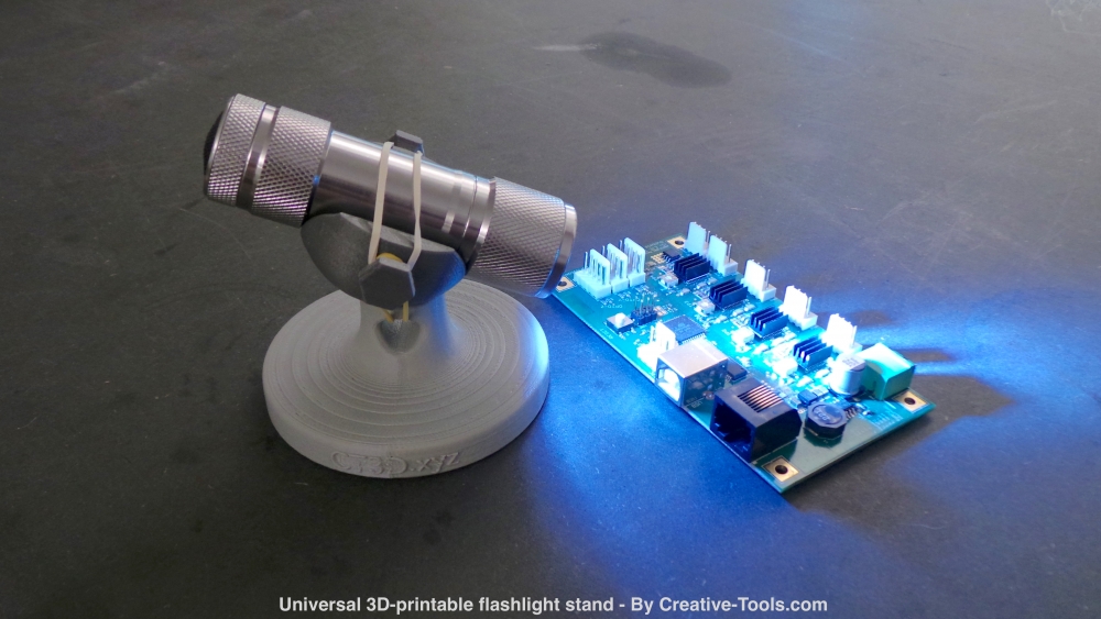 Universal 3D printable flashlight stand