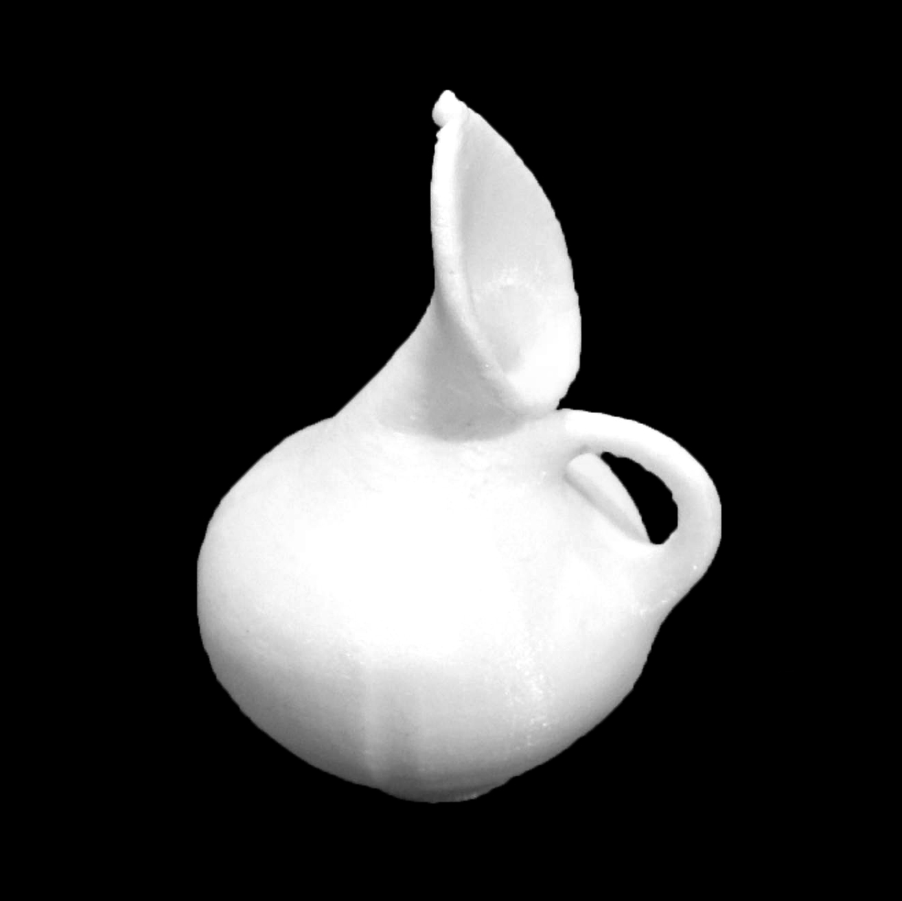 Pottery jug with upturned, leaf-shaped spout