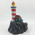 Lighthouse on a rock print image