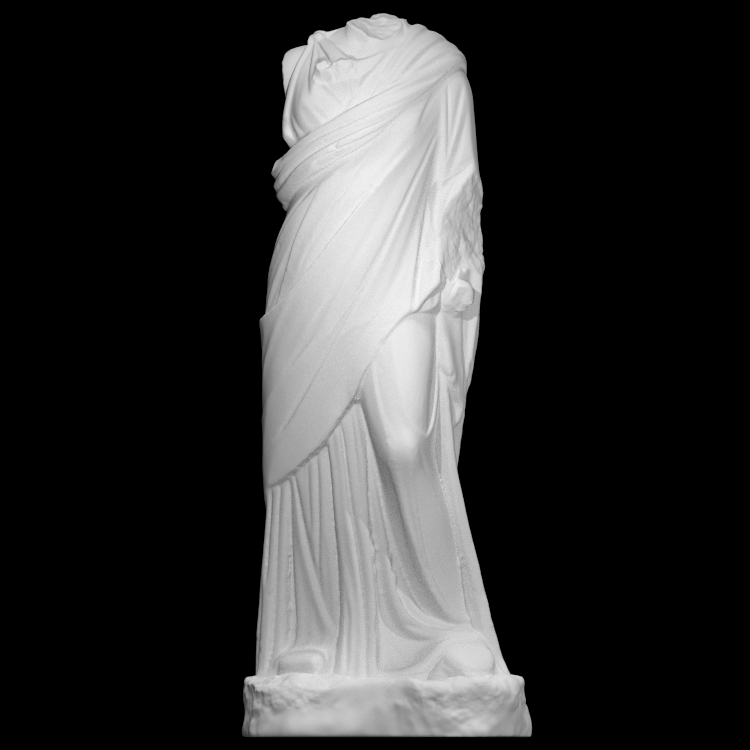 Marble statue of a female draped in a chiton (long tunic)
