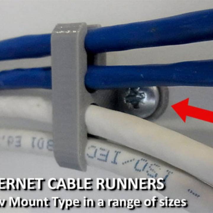 3D Printable Ethernet Cable Runners - Screw Mount Type by Muzz64
