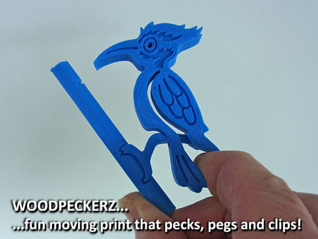 WOODPECKERZ... Moving One Piece Print That Pecks, Pegs And Clips!