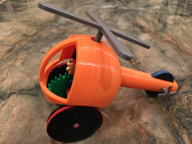 Helicopter Pull, Push, Downhill Toy