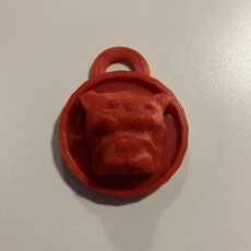 Picture of print of bulldog head  keychain