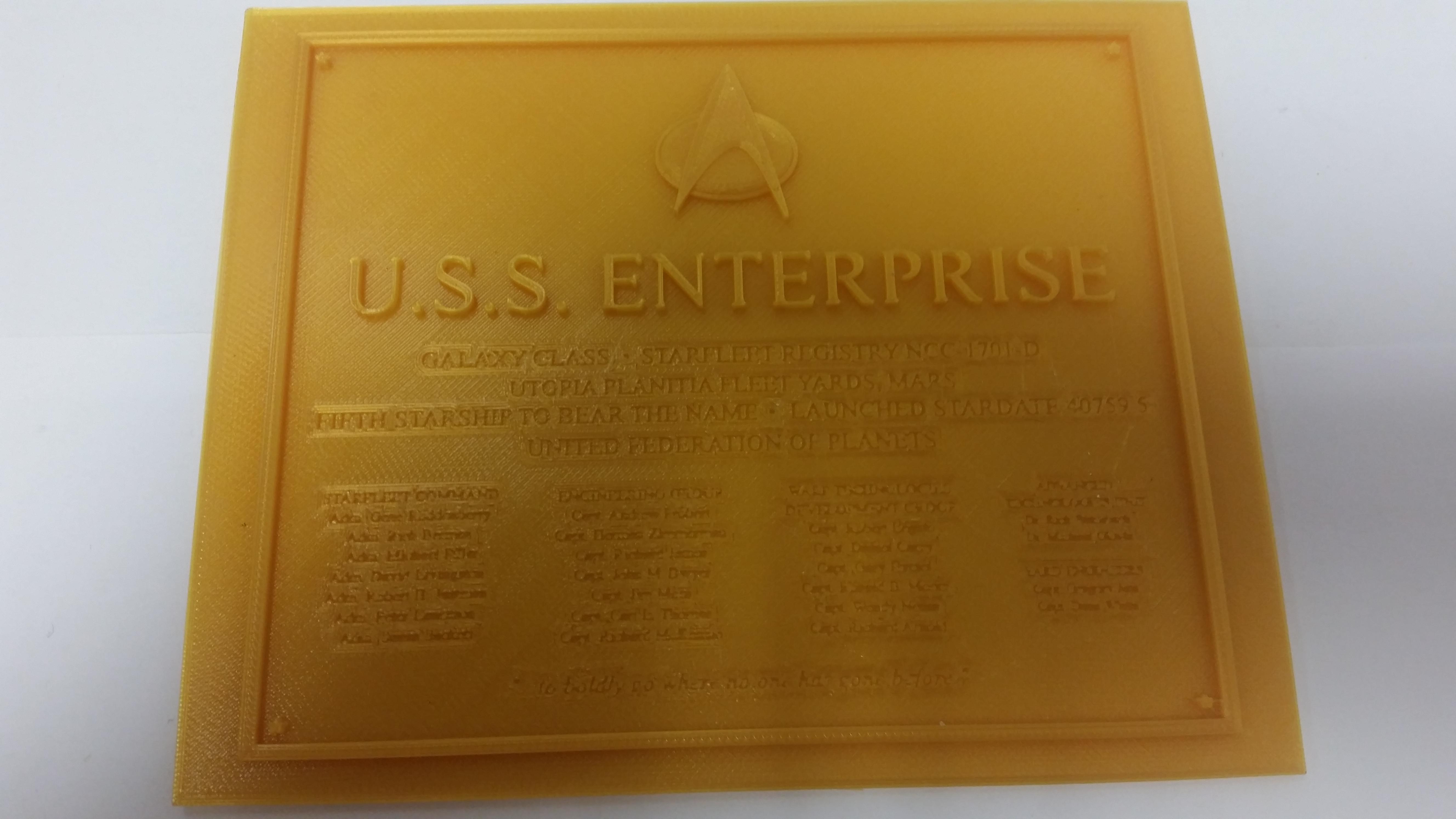 Star Trek Enterprise NCC-1701-D Plaque