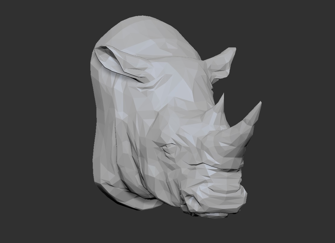 White Rhino Head - Low Poly