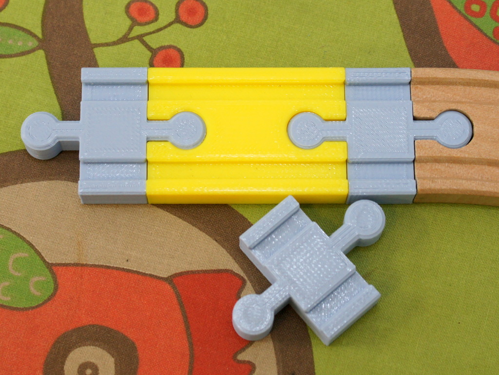 Toy Wood Train Track - Double Connector Shorter - rmx
