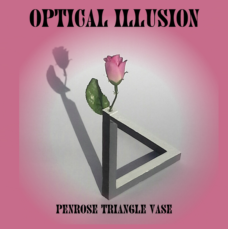 Optical Illusion Vase. Triangle Twist. Impossible. Penrose Triangle.