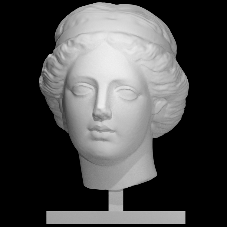 Head of a woman whose hair is restrained by a headband: Goddess (?)