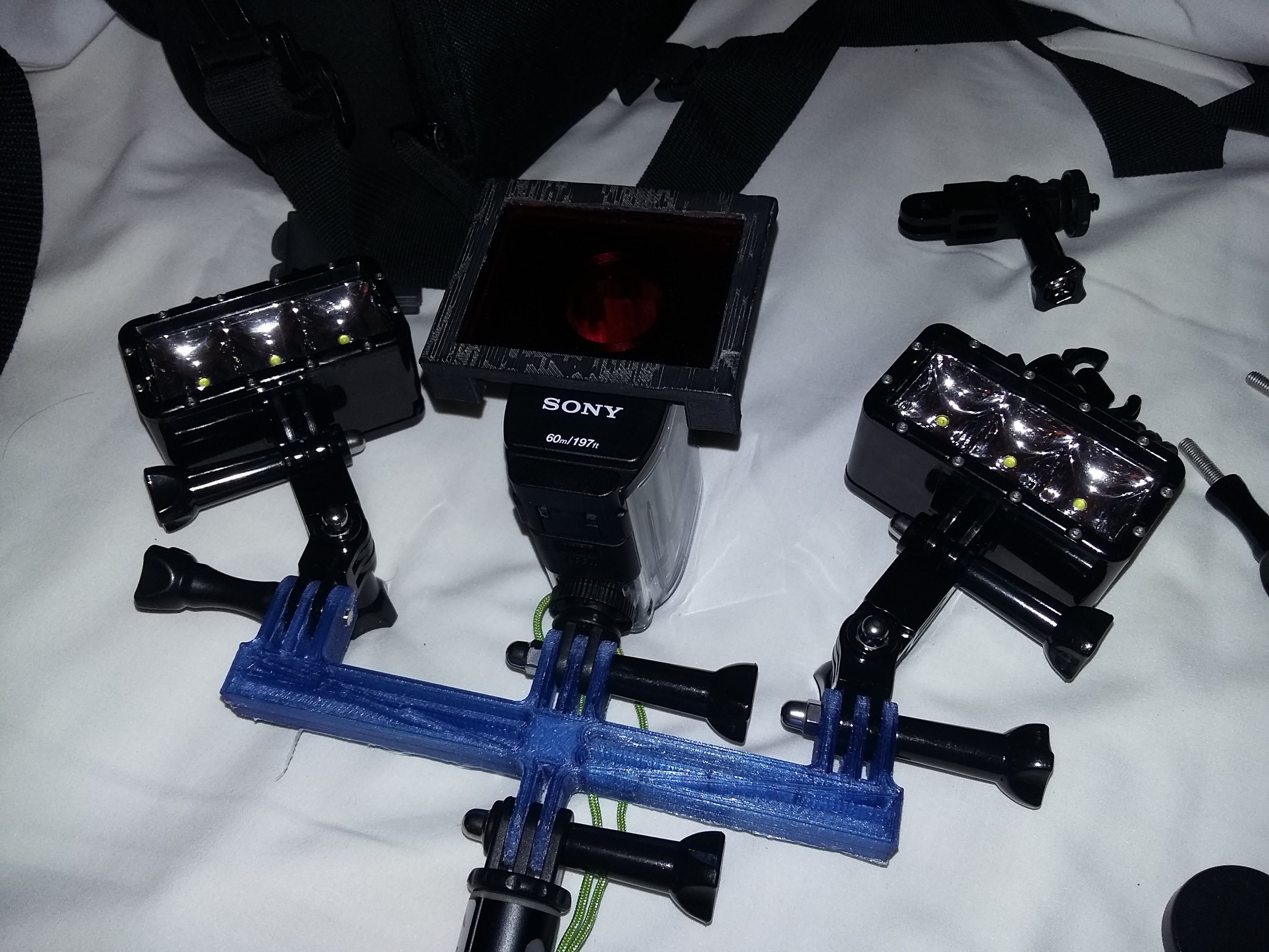 Holder for Sony / Gopro action camera and Lights