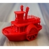Old paddle-wheel steamboat with display stand image
