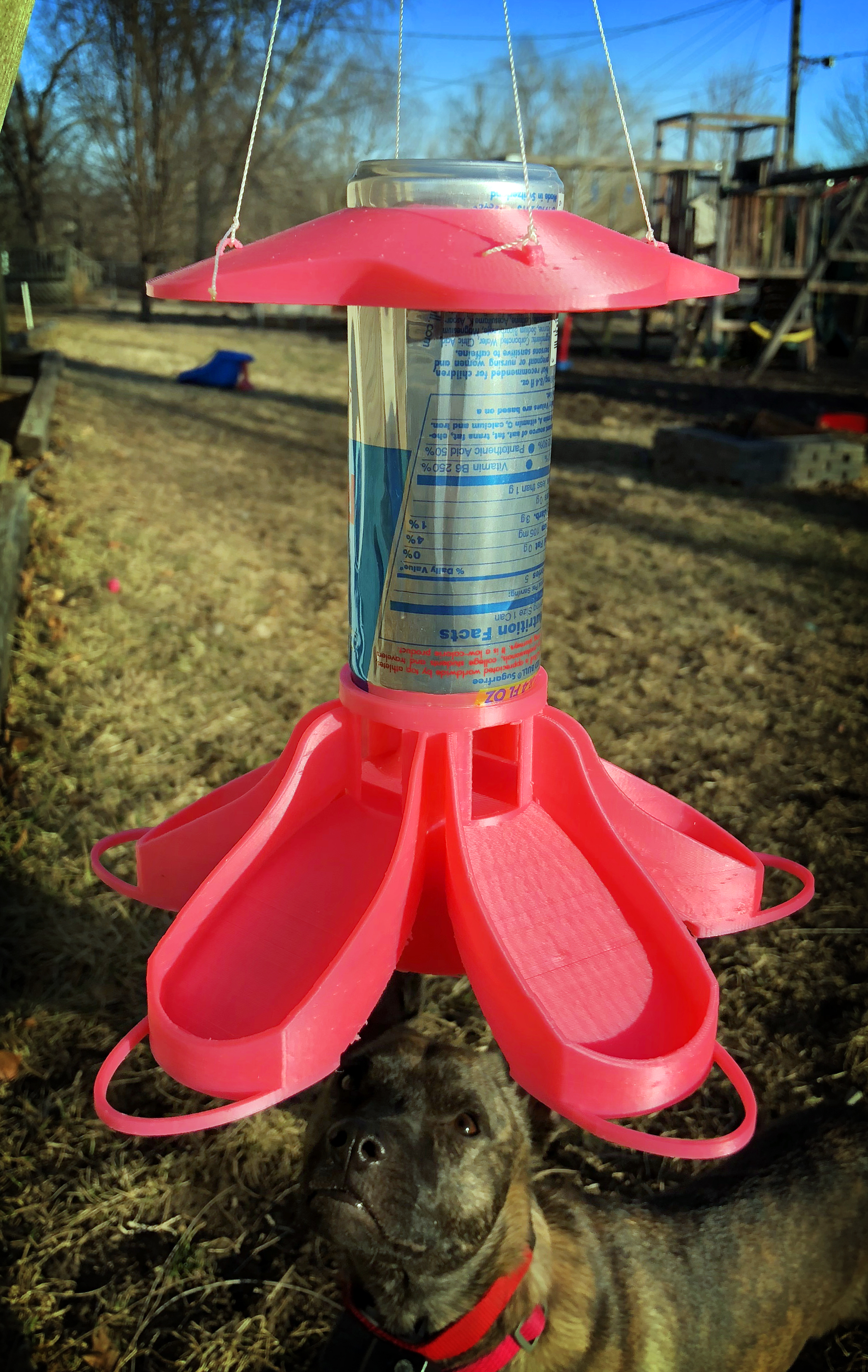 Gravity Fed Hanging Bird feeder to Upcycle a 250ml Slim Can