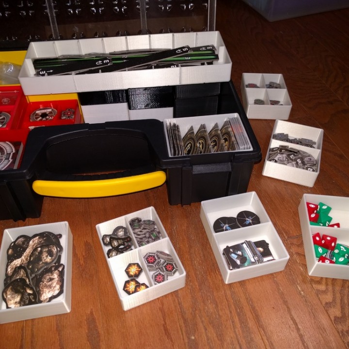Token and Dice boxes for X-Wing for the Stanley Deep Organizer