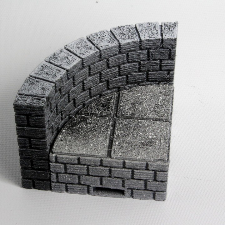 3D Printable OpenForge Cut-Stone OpenLOCK Curved Risers by Devon Jones