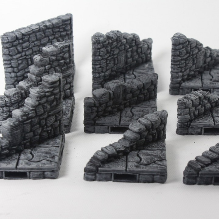 3D Printable OpenForge 2.0 Ruined Diagonal Walls by Devon Jones