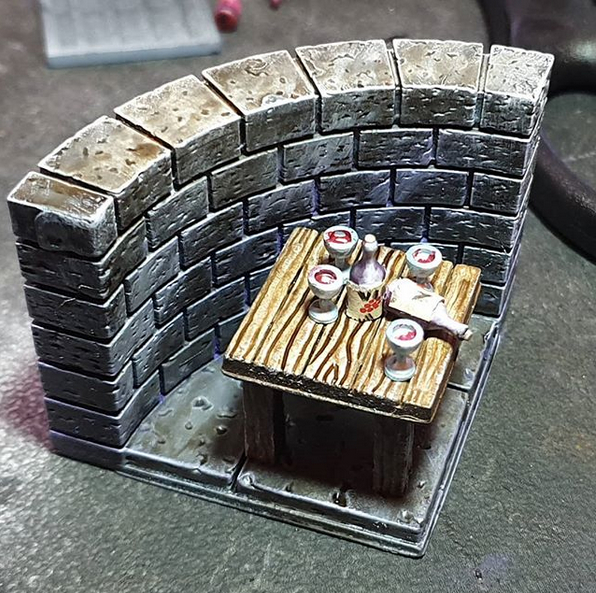 3D Printable OpenForge 2.0 Cut Stone Curved (Square floor) by Devon Jones