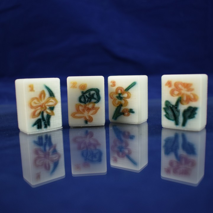 Passerby casual jog 3D Printable Mahjong Flower Tiles by Tanya Wiesner