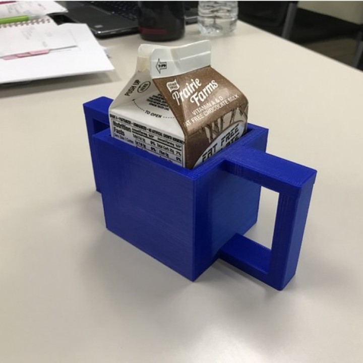 3D Printable Two handed milk carton holder by Jon Turnquist