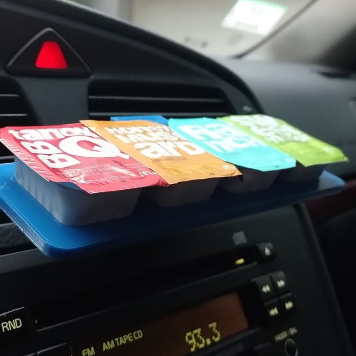 3D Printable Mcdonalds dipping sauce car mount by Alec Silver