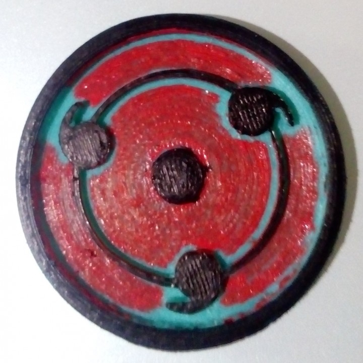 Third stage of Sharingan, of the anime Naruto for keychain or pendant