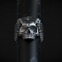 Ring skull Odin Viking with ravens and valknut for 3d printing image