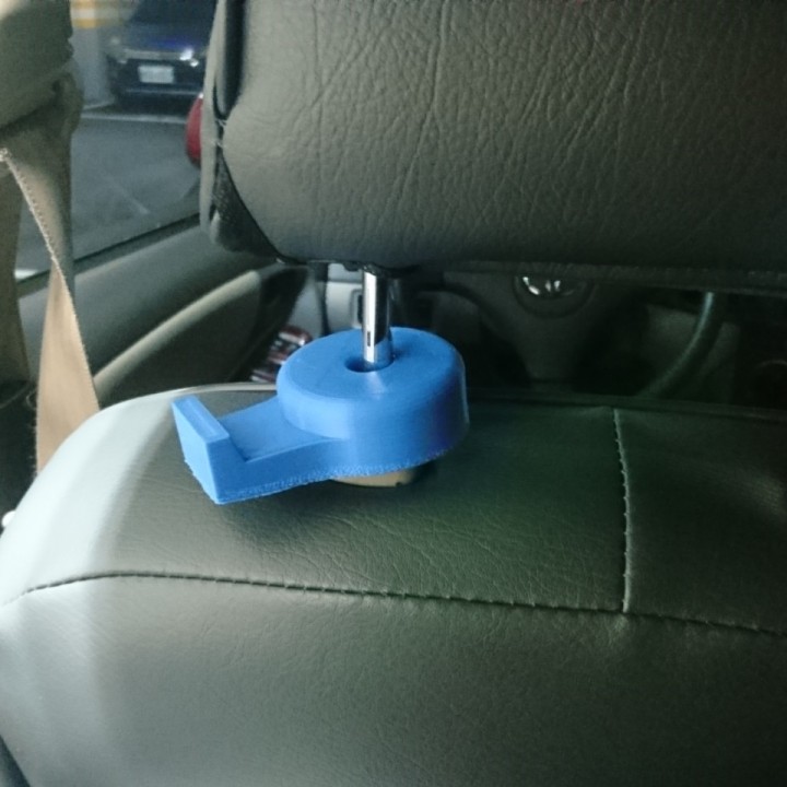3D Printable Car Back Seat Headrest Hanger Hook by Jed