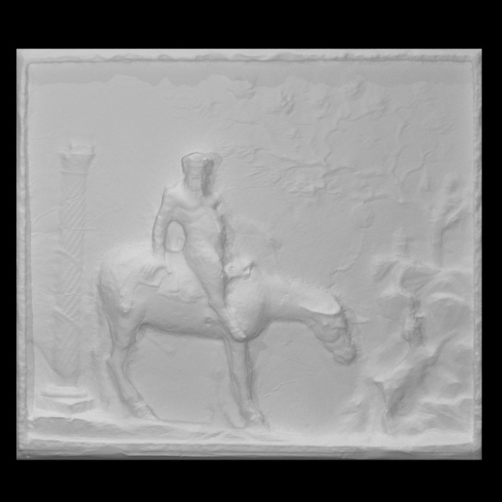Relief with a pan and a mule