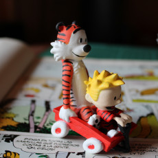 Picture of print of Calvin & Hobbes:  Wagon
