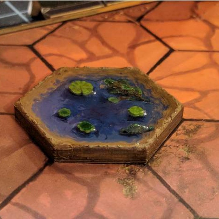 3D Printable Water Tiles for Gloomhaven (1 & 2 & 3 Hex) by Jon Robelia