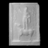 Carved stone slab of man standing on horse image