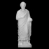Limestone statue of a wreathed boy holding a ball or piece of fruit image