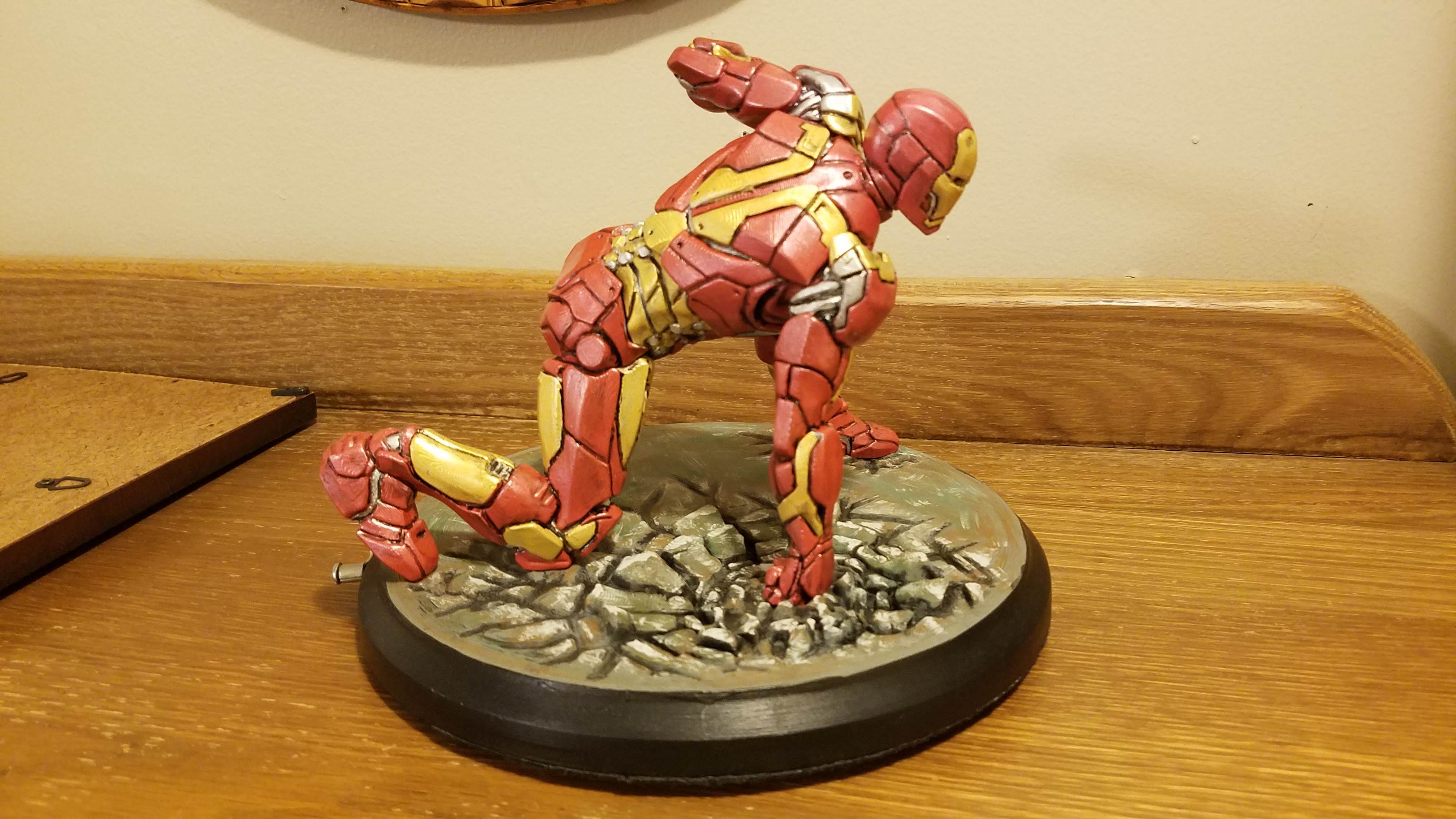 3D Printable Iron Man MK43 - Super Hero Landing Pose - with lights ...