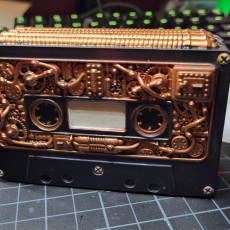 Picture of print of Steampunk audio cassette box.