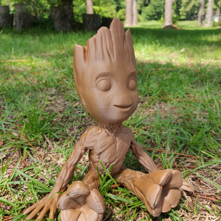 Sitting, Smiling, Baby Groot (Smoothed, solidified, reinforced)