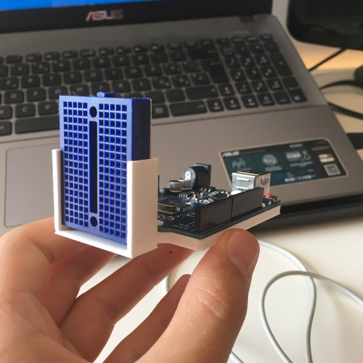 3D Printable arduino UNO + mini breadboard mount by 3Dextrusion