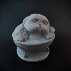 Picture of print of Bathing Pug miniature - Pre-Supported
