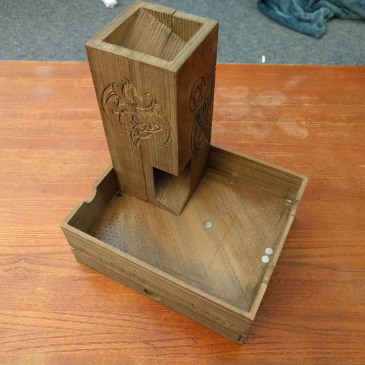 Tilgængelig mister temperamentet smuk 3D Printable Magnetic Dice Box, Tray, and Tower by Patrick Latcham