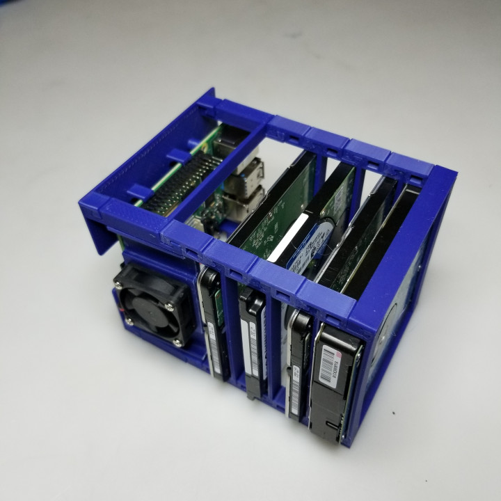 3D Printable Modular NAS for Raspberry Pi or NanoPi M4V2 with 2.5in Drives  by John Dolecek
