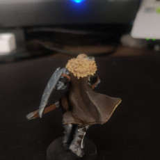 Picture of print of Human male fighter with attack hamster! 32mm scale miniature