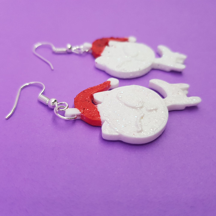 $1.00Christmas earrings_Xmas snow cat with Santa hat