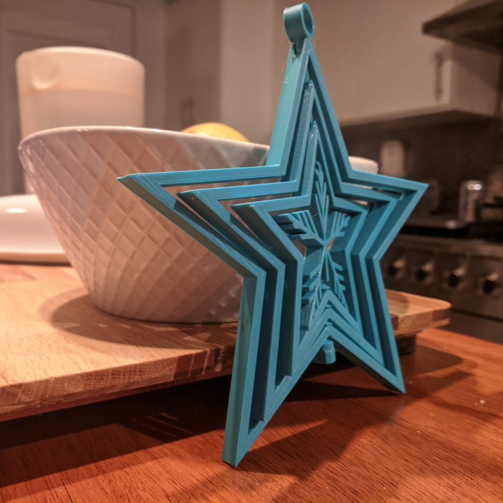 Spinning Stars Snowflake Ornament (print in place)
