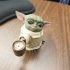 Baby Yoda with coffee cup print image
