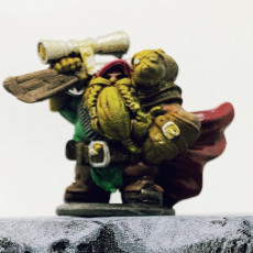 Picture of print of Dwarven Ranger wGun and Pug familiar Miniature - pre-supported