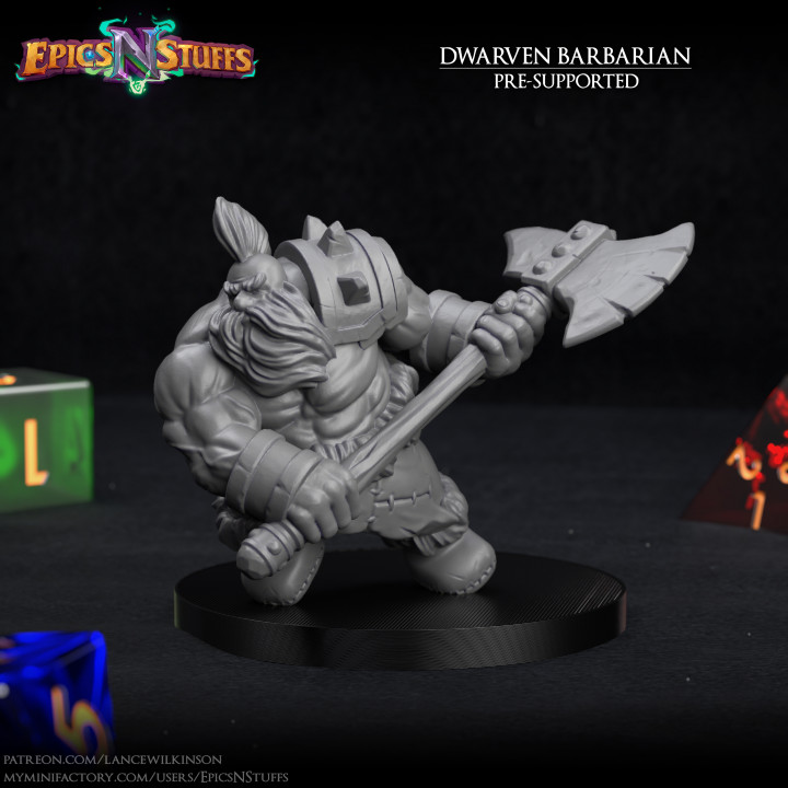 $2.99Dwarven Barbarian Miniature - pre-supported