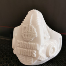 Picture of print of F..k Corona mask and bust